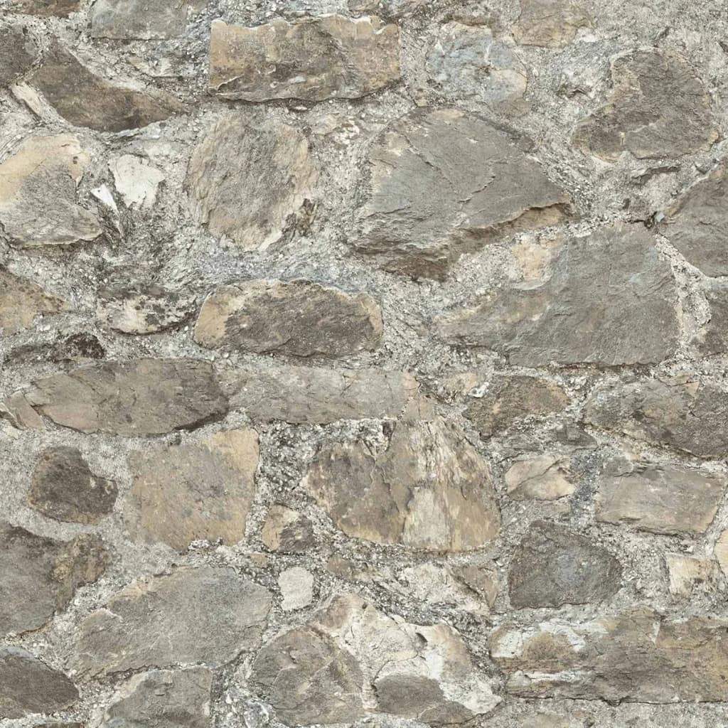 RoomMates Tapeta samoprzylepna, mur z kamieni, szara, RMK9096WP