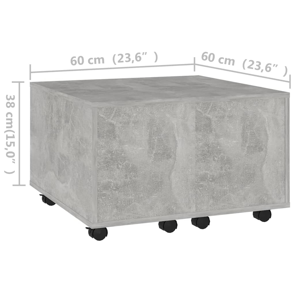 vidaXL Stolik kawowy, szarość betonu, 60x60x38 cm, płyta wiórowa