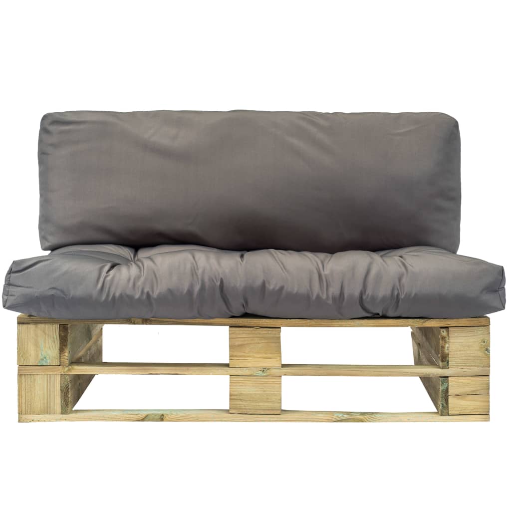 vidaXL Ogrodowa sofa z palet, z szarymi poduszkami, sosna