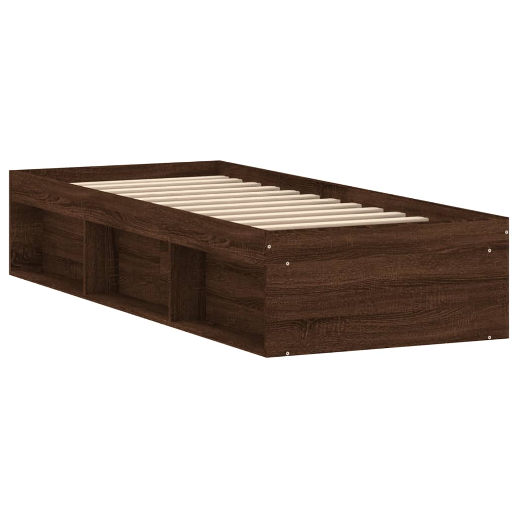 vidaXL Rama łóżka, brązowy dąb, 75x190 cm, mała pojedyncza