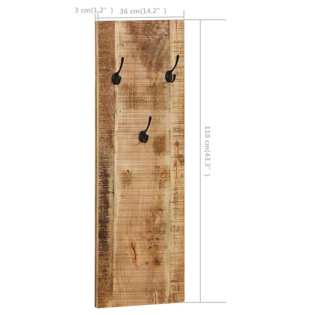 vidaXL Wieszaki ścienne na płaszcze, 2 szt., drewno mango, 36x110x3 cm