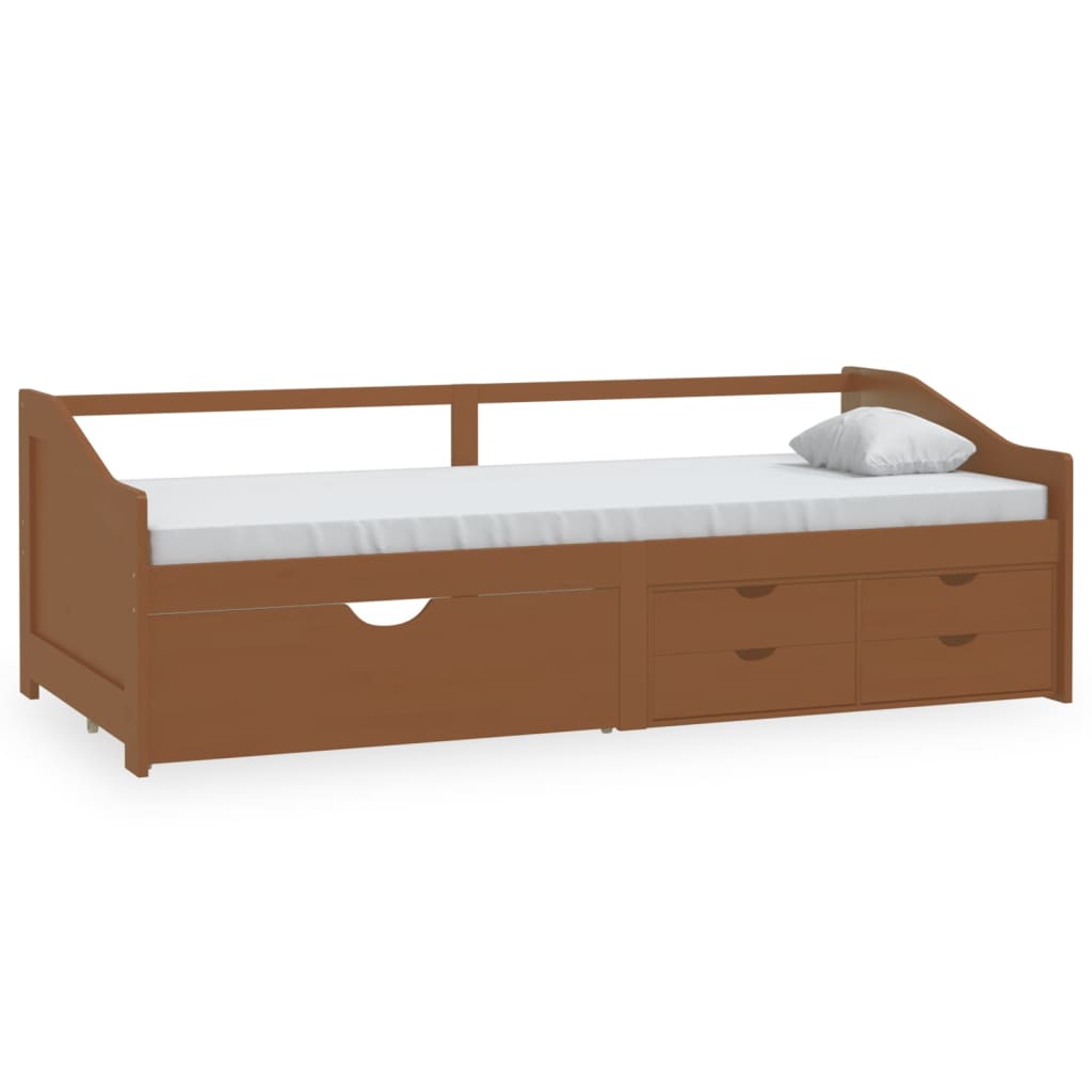 vidaXL 3-osobowa sofa/łóżko z szufladami, miodowy brąz, 90 x 200 cm