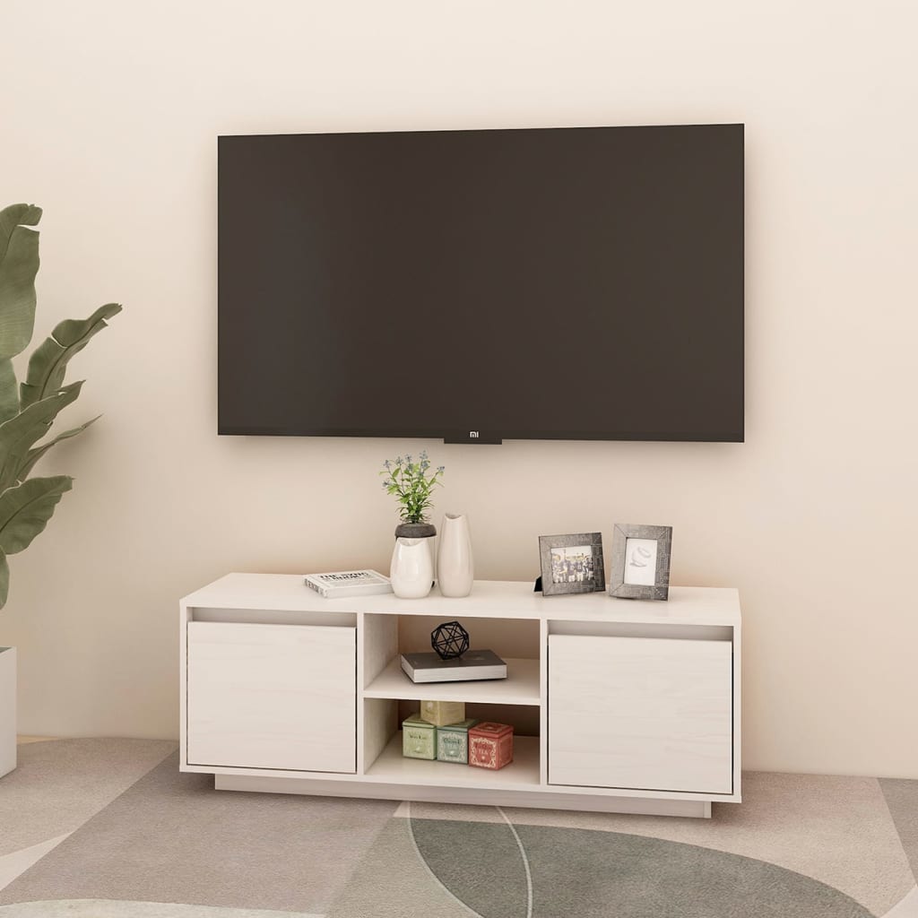 vidaXL Szafka pod telewizor, biała, 110x30x40 cm, drewno sosnowe