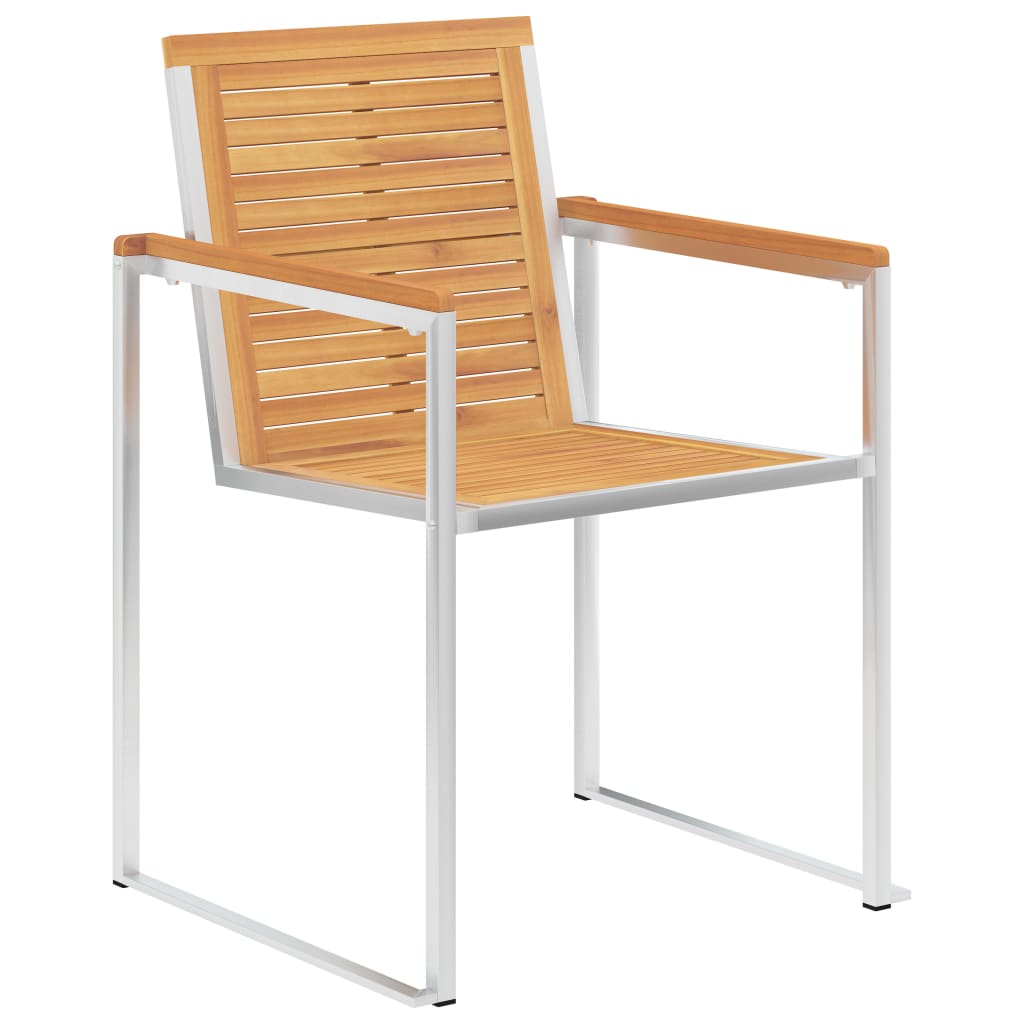 vidaXL Krzesła ogrodowe z poduszkami, 2 szt., drewno tekowe i stal