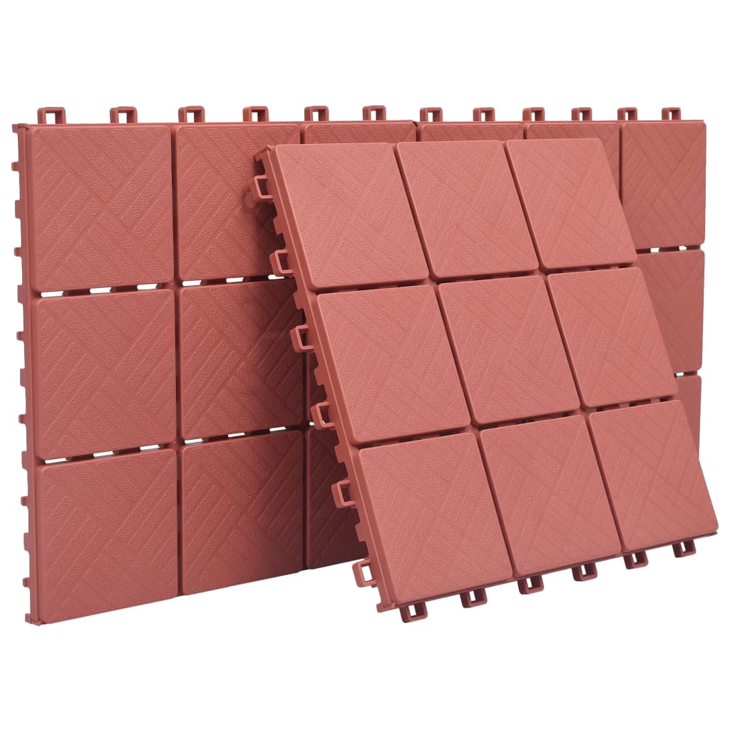 vidaXL Płytki tarasowe, 10 szt., czerwone, 30,5x30,5 cm, plastikowe