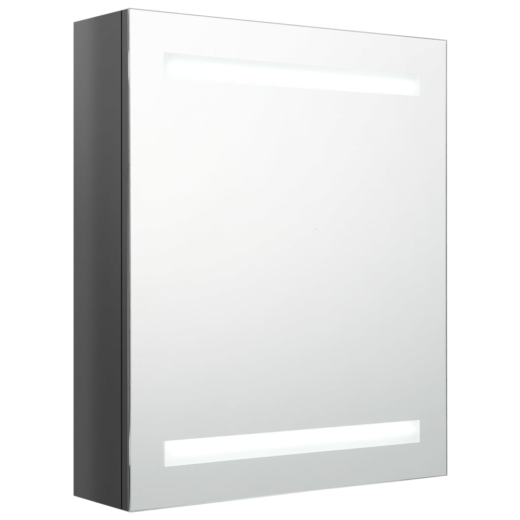 vidaXL Szafka łazienkowa z lustrem i LED, lśniąca szarość, 50x14x60 cm