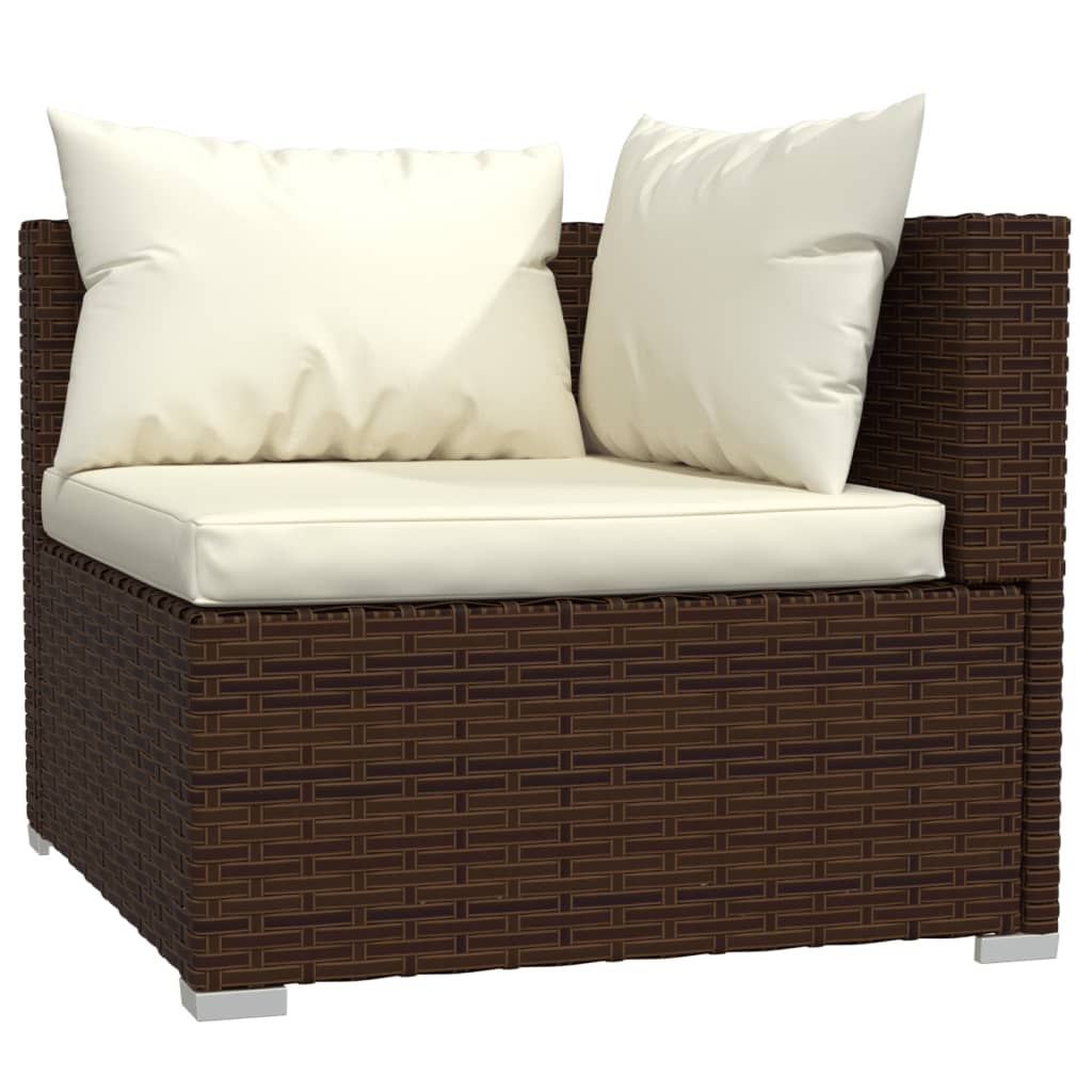vidaXL 3-osobowa sofa z poduszkami, brązowa, polirattan