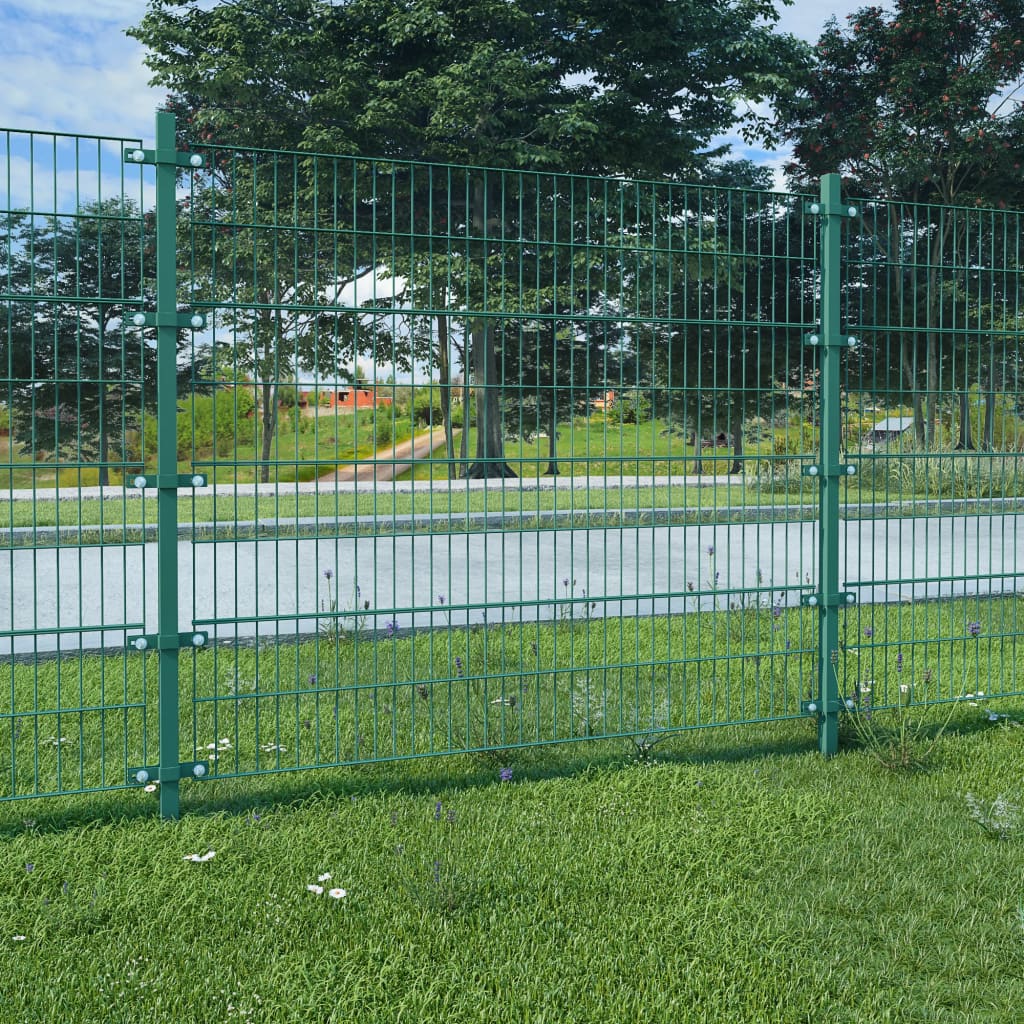 vidaXL Panel ogrodzeniowy ze słupkami, żelazny, 6 x 1,6 m, zielony