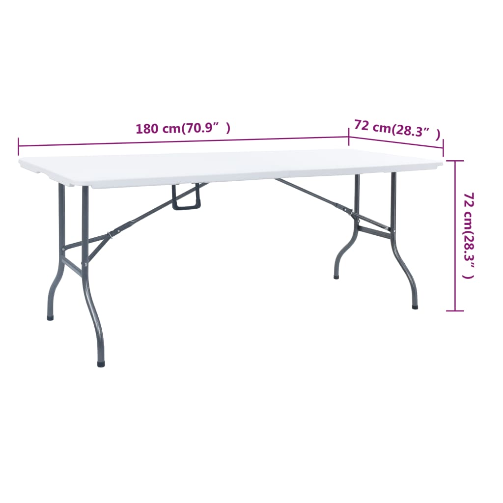 vidaXL Składany stół ogrodowy z 2 ławkami, 180 cm, stal i HDPE, biały