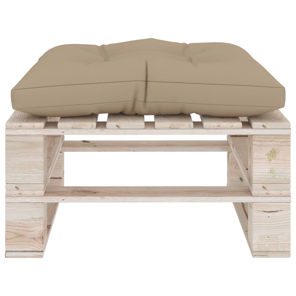 vidaXL Ogrodowy stołek z palet z beżową poduszką, drewno sosnowe