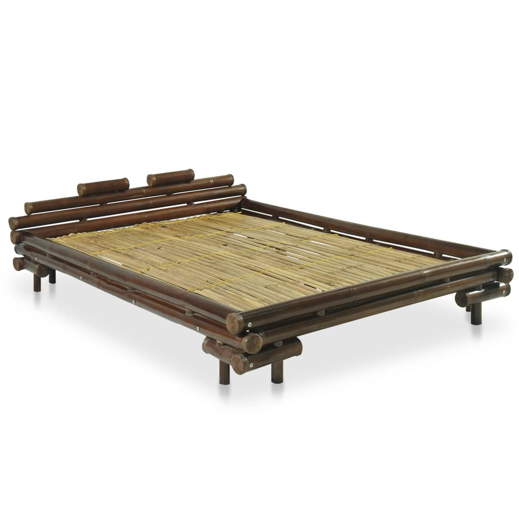 vidaXL Rama łóżka, ciemnobrązowa, bambusowa, 140 x 200 cm
