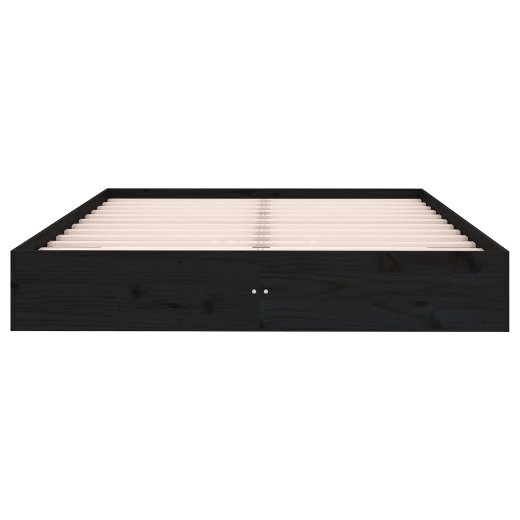 vidaXL Rama łóżka, czarna, lite drewno, 200 x 200 cm