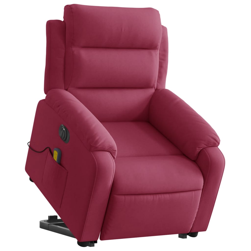 vidaXL Podnoszony fotel masujący, elektryczny rozkładany, kolor wina