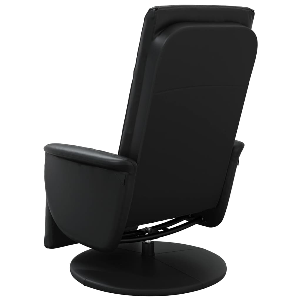 vidaXL Rozkładany fotel z podnóżkiem, czarny, sztuczna skóra