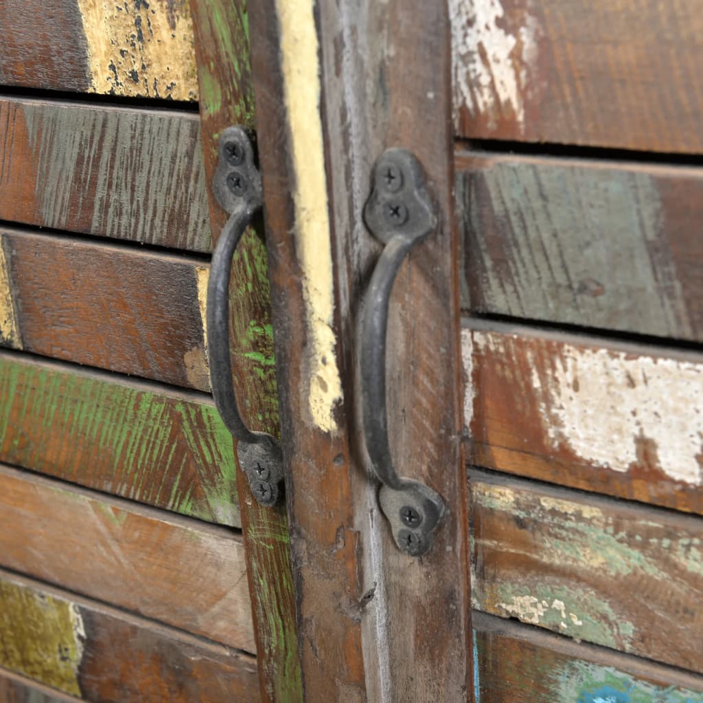 vidaXL Regał z drewna odzyskanego, 3 półki i 2 drzwi, wielokolorowy