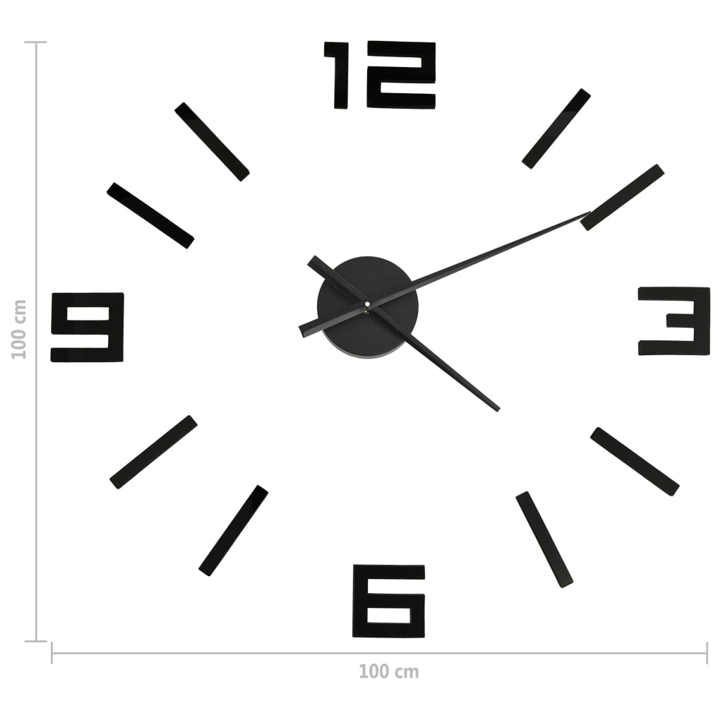 vidaXL Zegar ścienny 3D, nowoczesny design, czarny, 100 cm, XXL