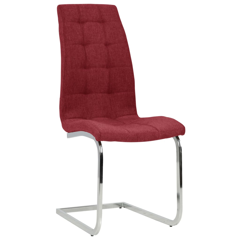 vidaXL Wspornikowe krzesła stołowe, 4 szt., czerwień winna, tkanina