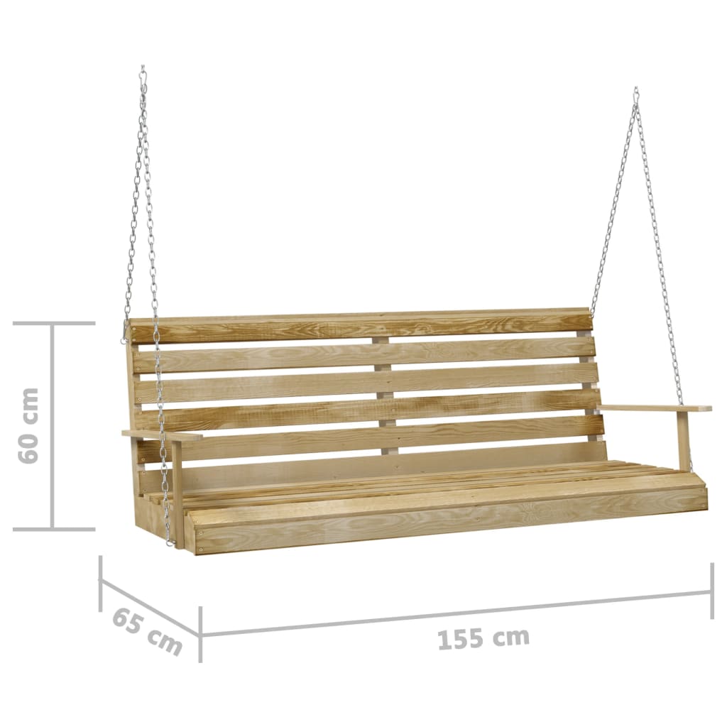 vidaXL Huśtawka ogrodowa, impregnowane drewno sosnowe, 155x65x60 cm