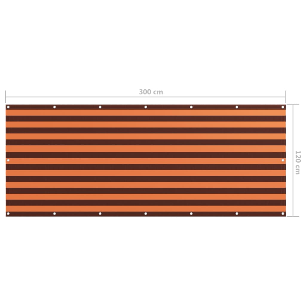 vidaXL Parawan balkonowy, pomarańcz i brąz, 120x300 cm, tkanina Oxford