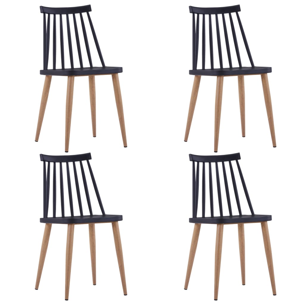 vidaXL Krzesła stołowe, 4 szt., czarne, plastikowe