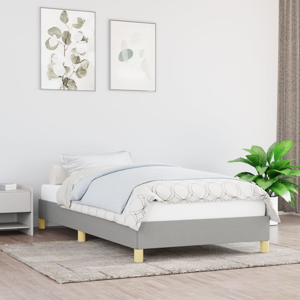vidaXL Rama łóżka, jasnoszara, 90x190 cm, obita tkaniną