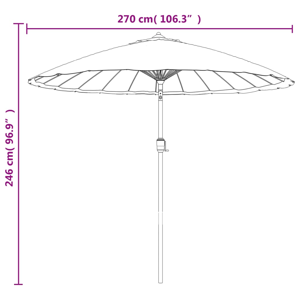 vidaXL Parasol ogrodowy na słupku aluminiowym, 270 cm, taupe