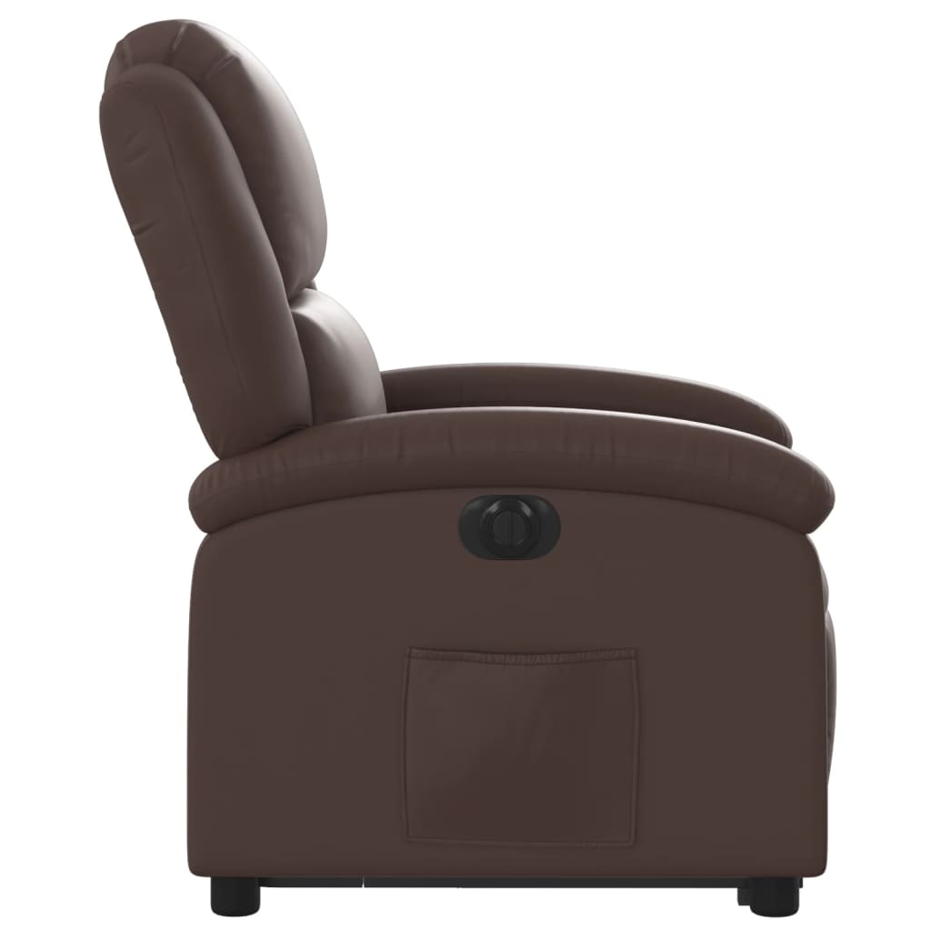 vidaXL Rozkładany fotel pionizujący, elektryczny, brązowy, ekoskóra