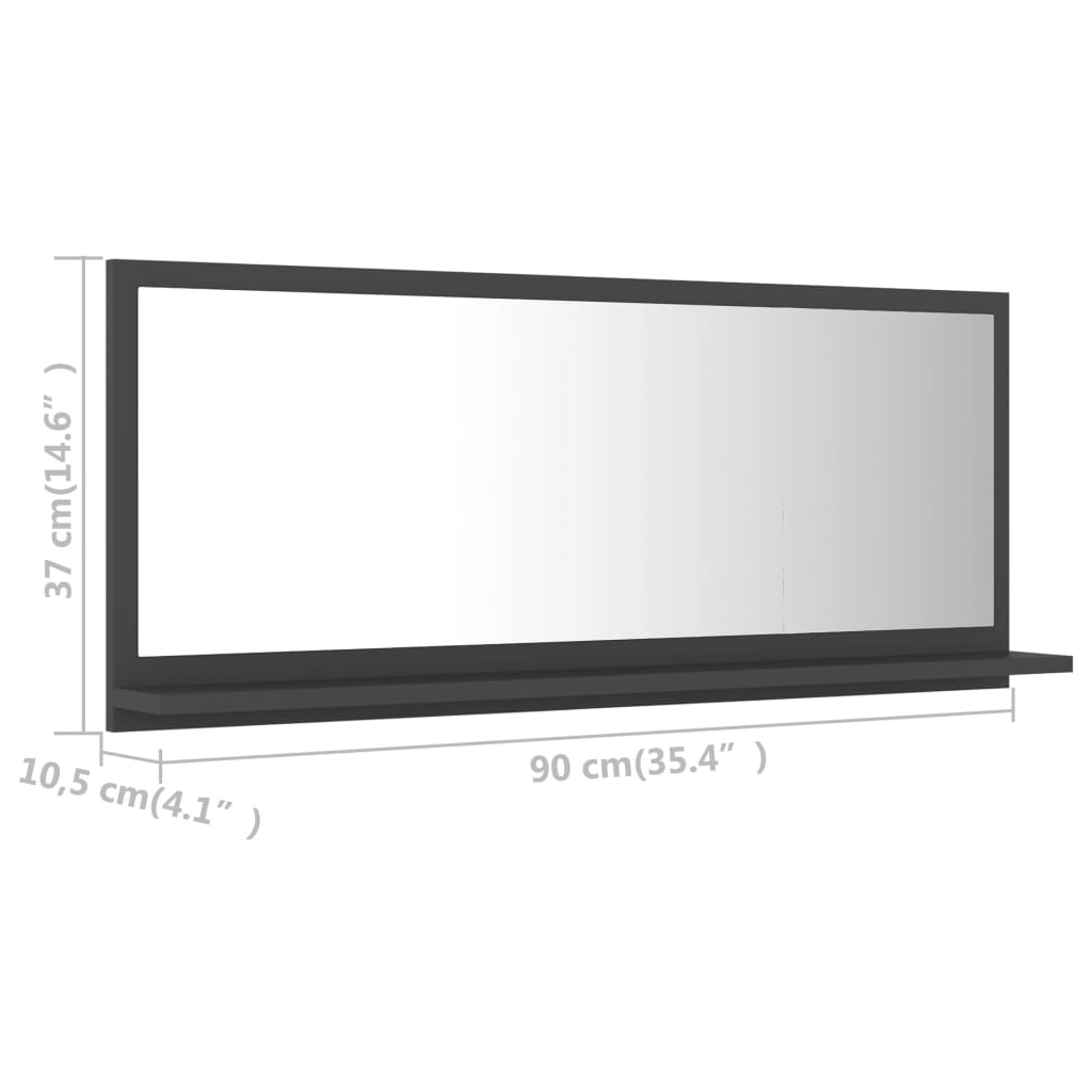 vidaXL Lustro łazienkowe, szare, 90x10,5x37 cm, płyta wiórowa