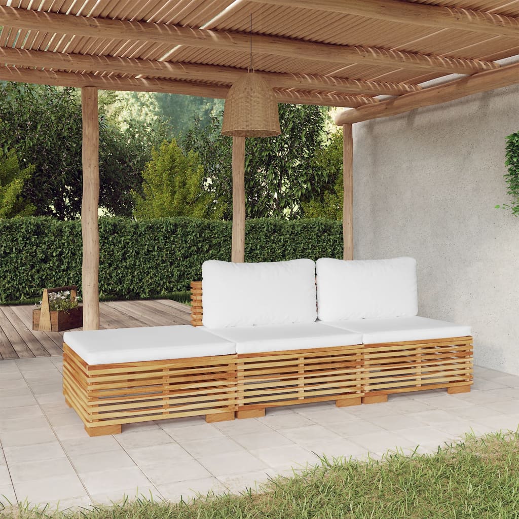 vidaXL 3-cz. zestaw wypoczynkowy do ogrodu, poduszki, drewno tekowe