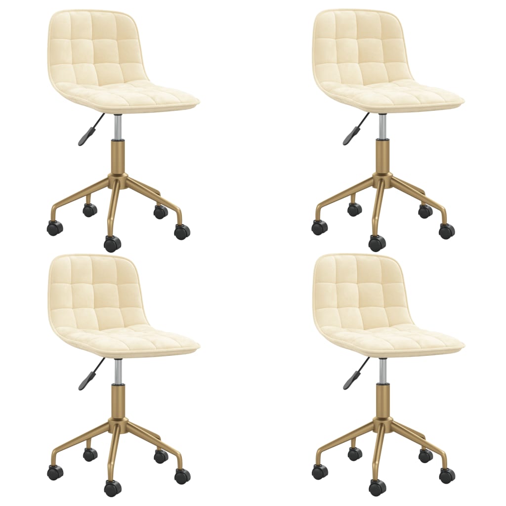 vidaXL Obrotowe krzesła stołowe, 4 szt., kremowe, aksamitne