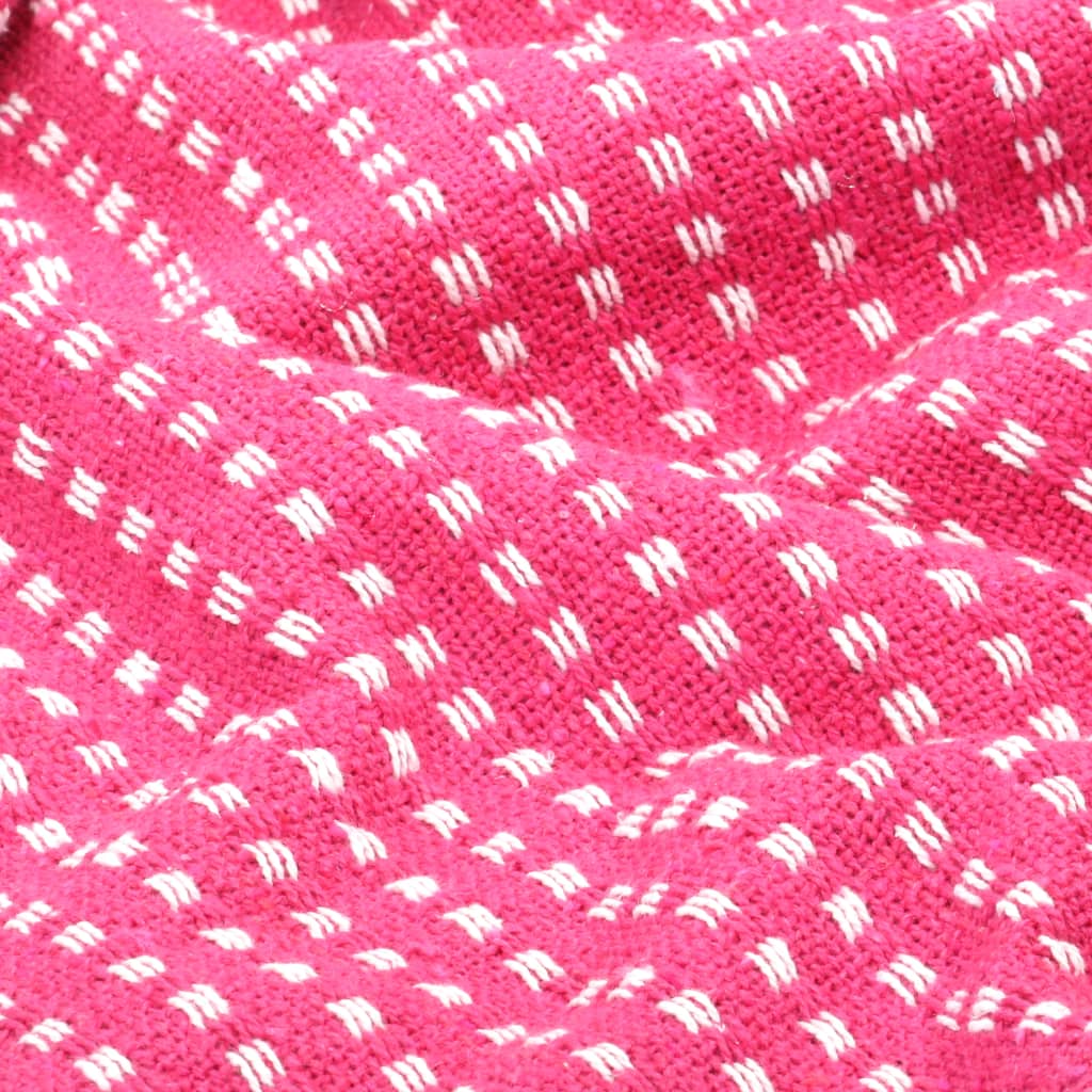 vidaXL Bawełniana narzuta w kratkę, 125 x 150 cm, różowa
