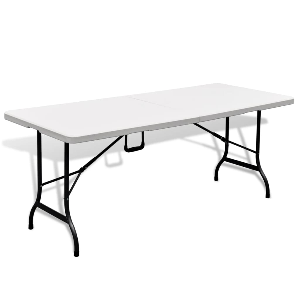 vidaXL Składany stolik ogrodowy, biały, 180x75x74 cm, HDPE