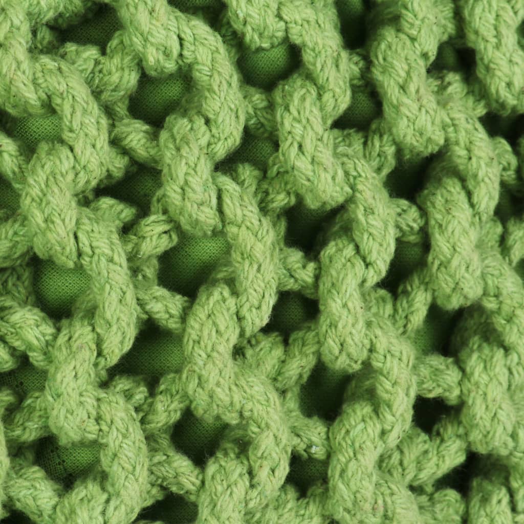 vidaXL Puf z ręcznie dzierganym pokryciem z bawełny, 50x35 cm, zielony