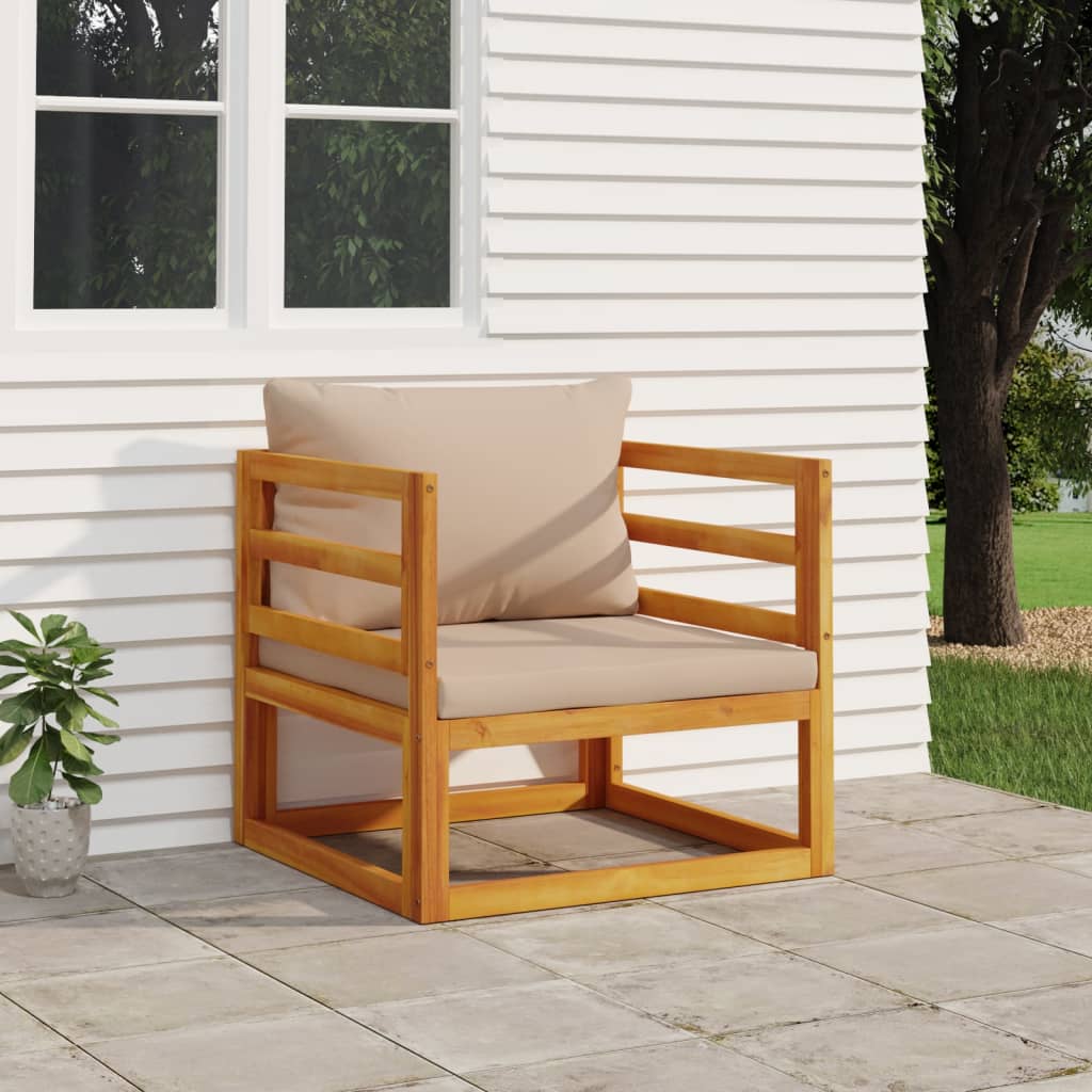 vidaXL Krzesło ogrodowe z poduszkami taupe, lite drewno akacjowe