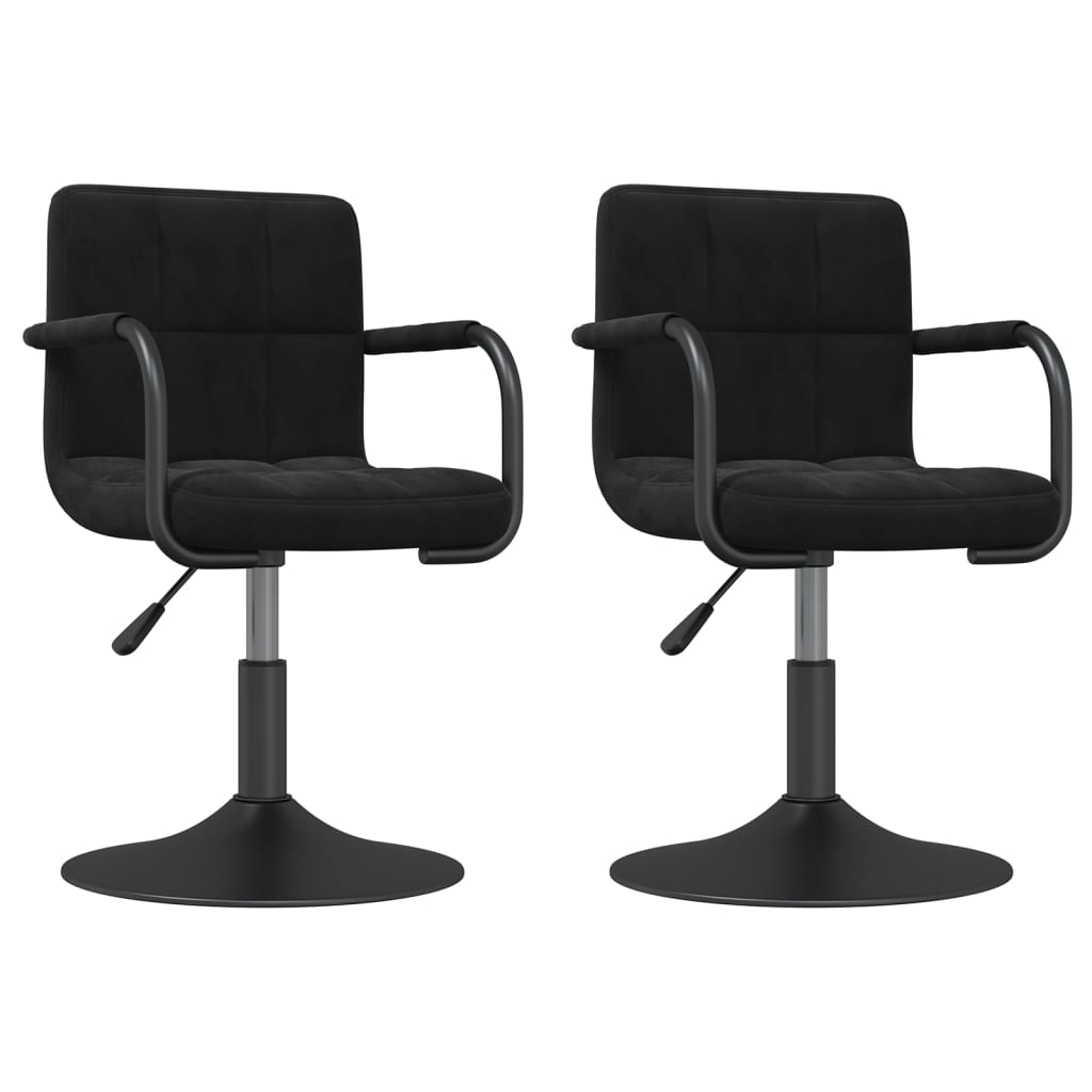 vidaXL Obrotowe krzesła stołowe, 2 szt., czarne, aksamitne