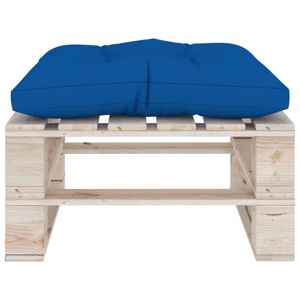 vidaXL Ogrodowy stołek z palet z kobaltową poduszką, drewno sosnowe