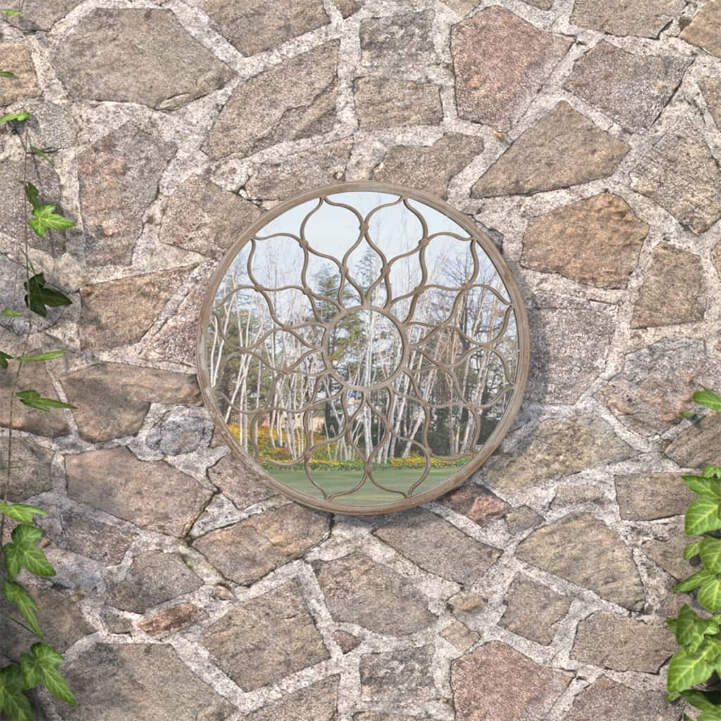 vidaXL Lustro ogrodowe, kolor piaskowy, 60x3 cm, okrągła żelazna rama