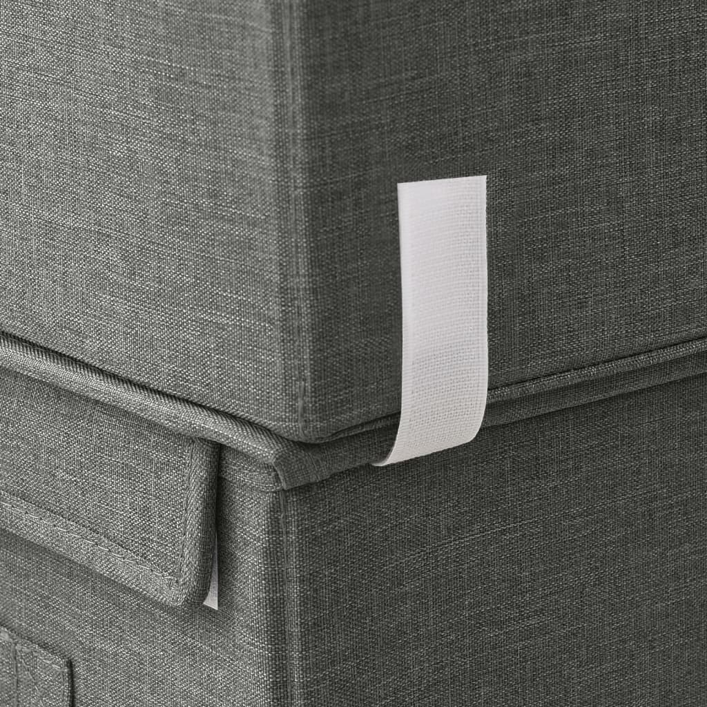 vidaXL Sztaplowane pudełka, 4 szt., z tkaniny, antracytowe