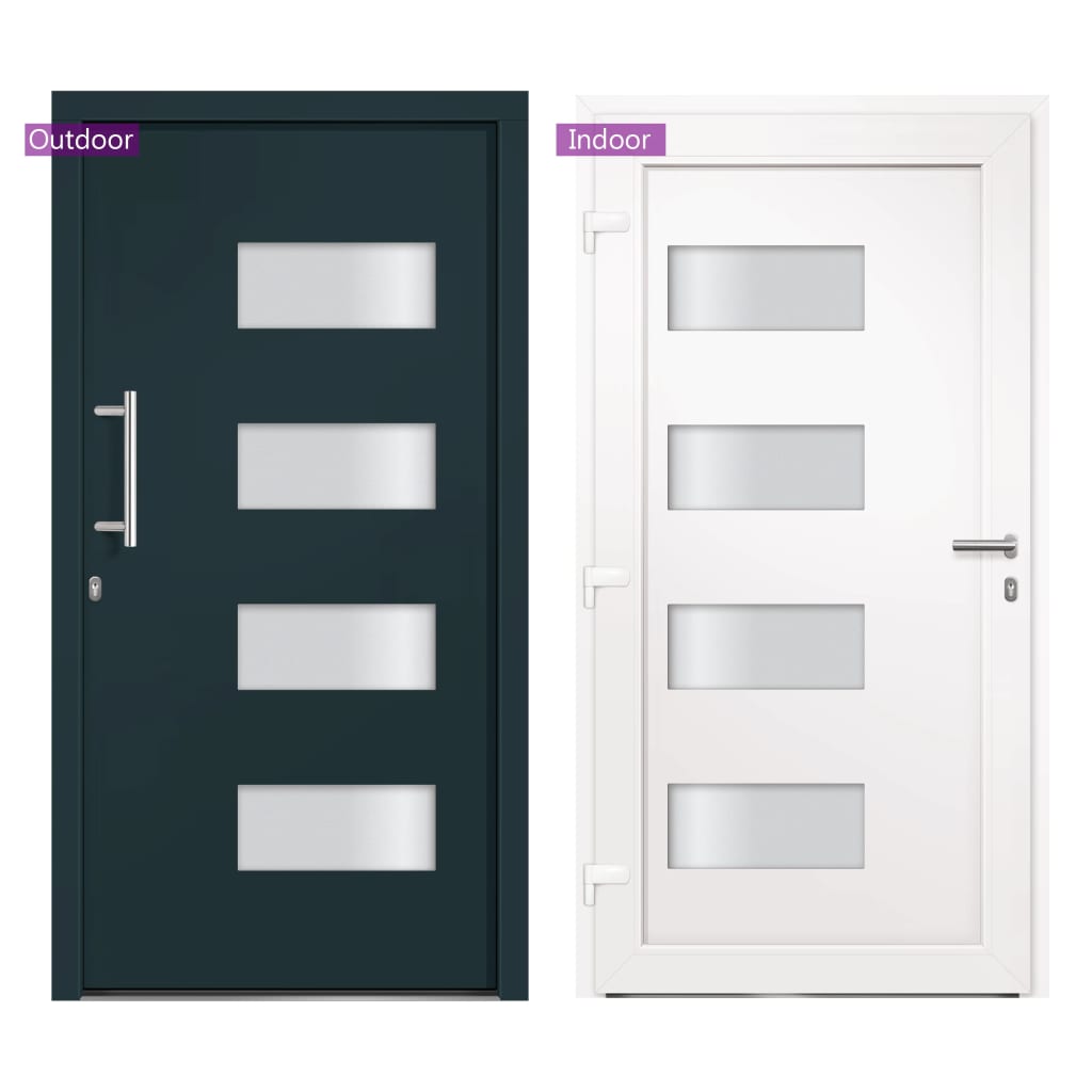 vidaXL Drzwi frontowe, aluminium i PVC, antracytowe, 100x200 cm