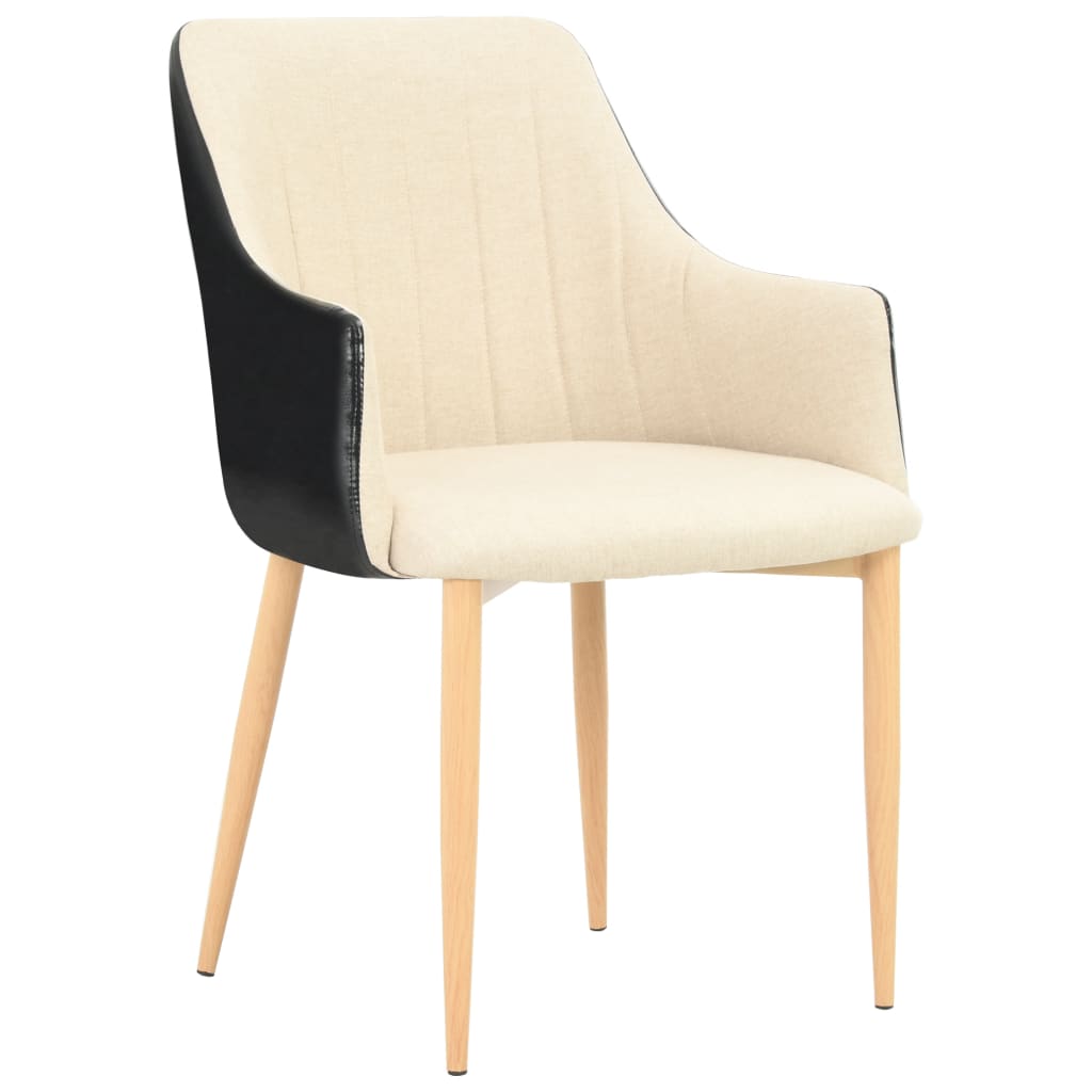 vidaXL Krzesła stołowe, 2 szt., czarno-kremowe, tkanina