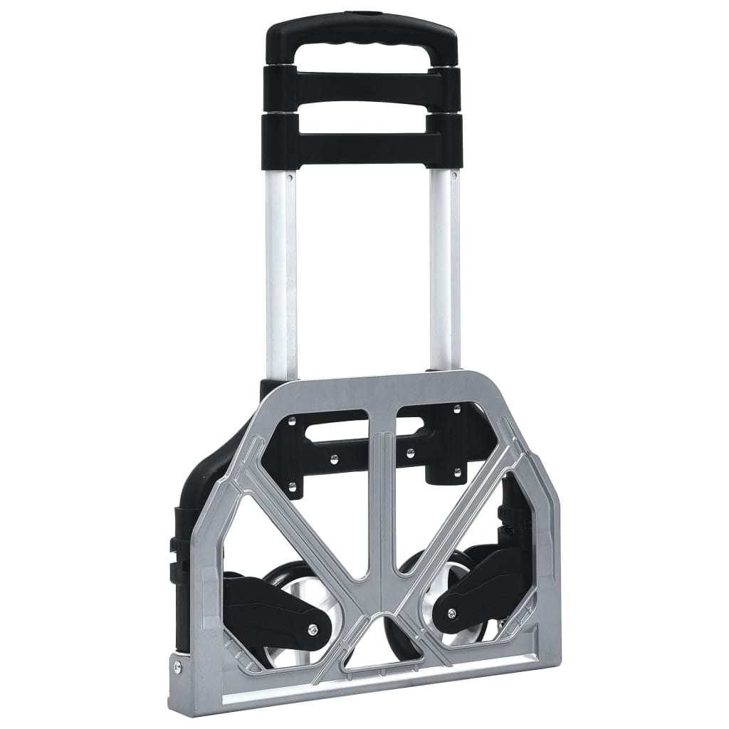 vidaXL Składany wózek transportowy, 70 kg, aluminiowy, srebrny