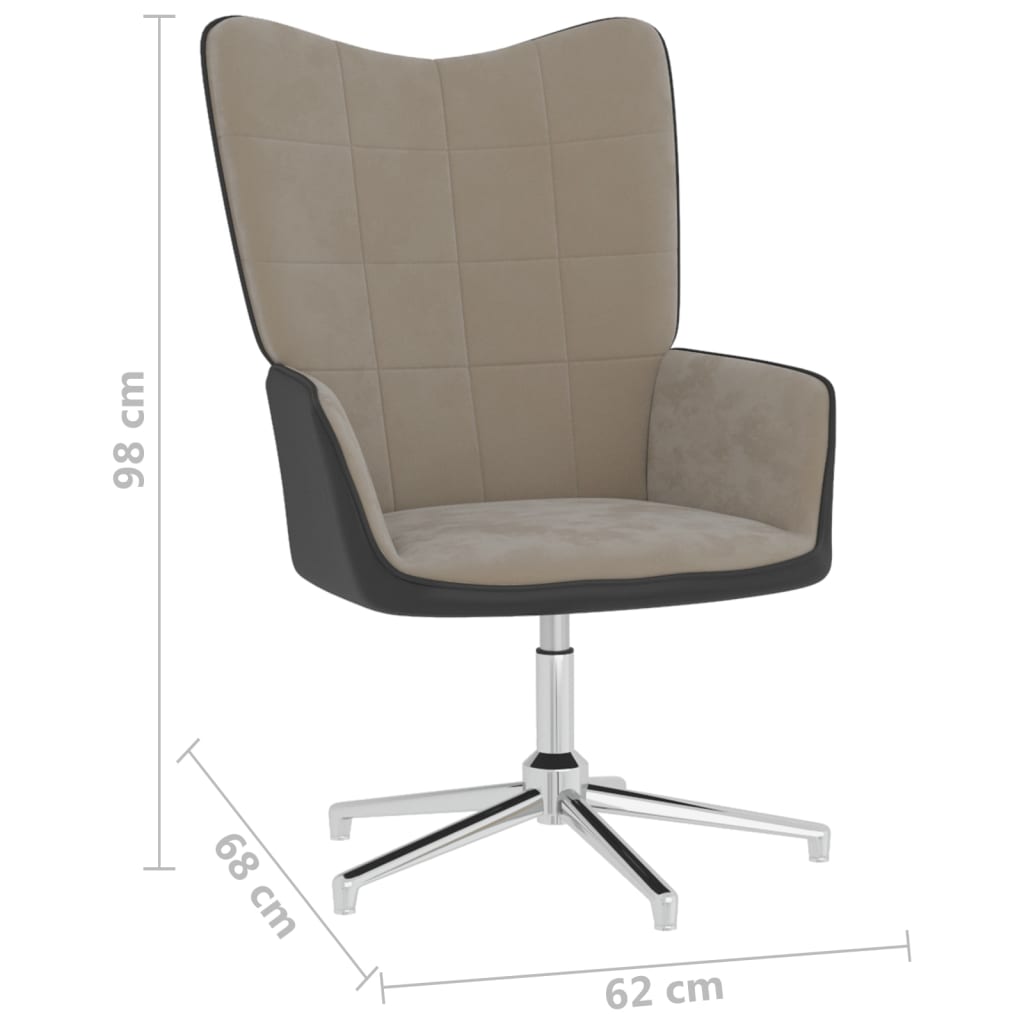 vidaXL Fotel z podnóżkiem, jasnoszary, aksamit i PVC