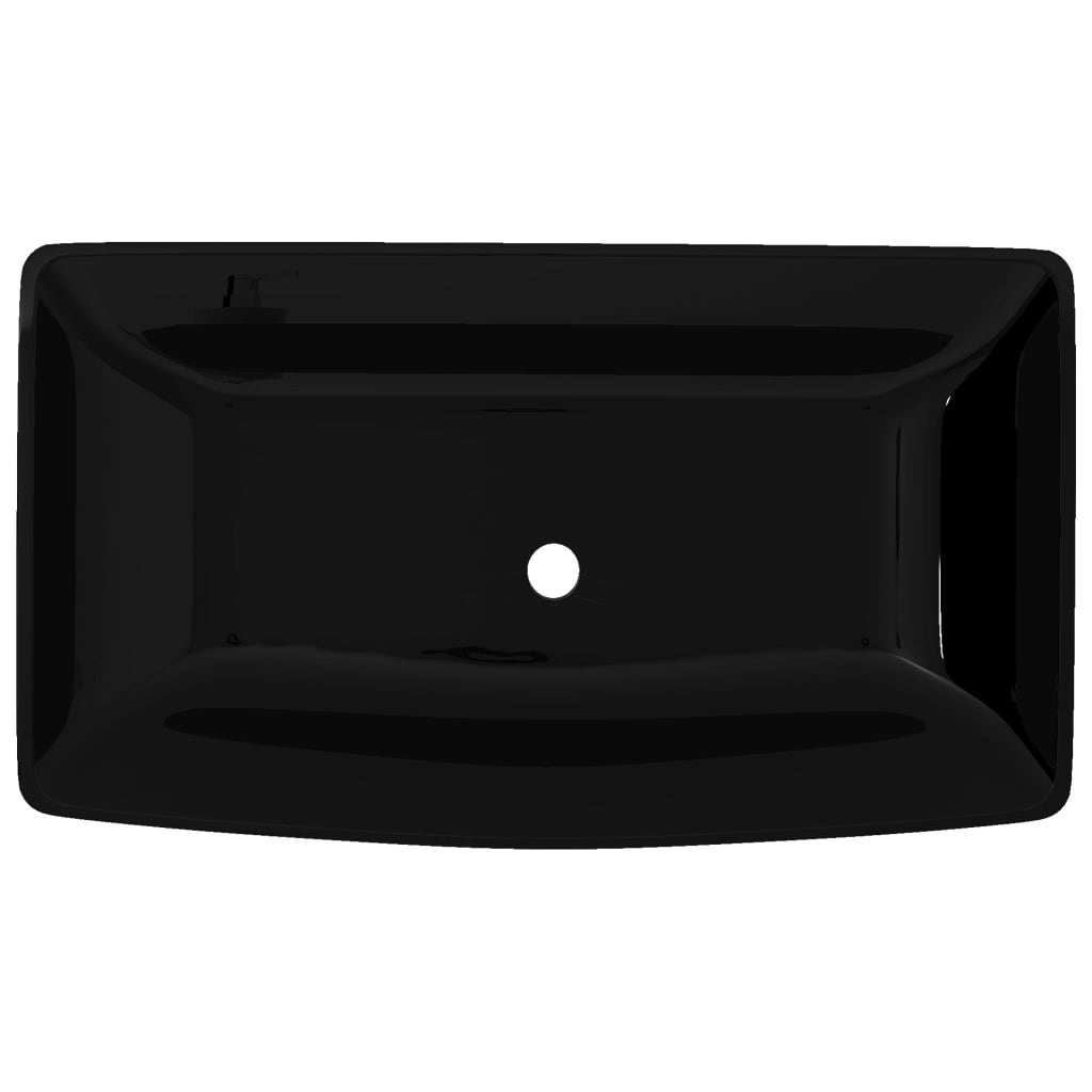 vidaXL Zlew łazienkowy, ceramiczny, czarny, prostokątny