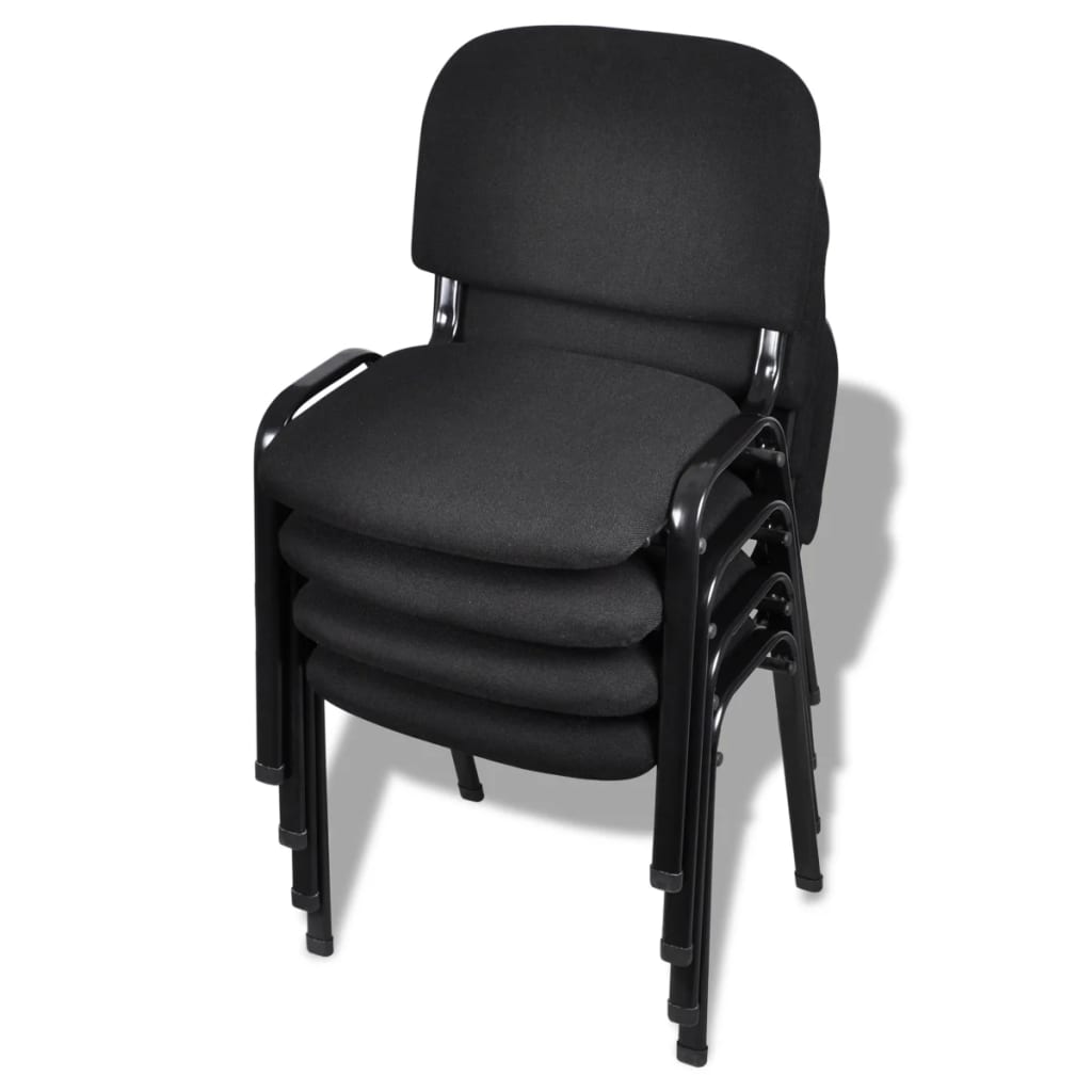 vidaXL Krzesła biurowe tapicerowane tkaniną 4 szt. sztaplowane, czarne