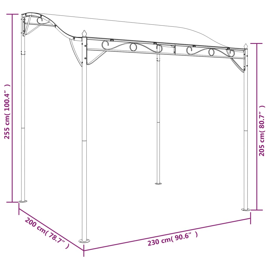 vidaXL Zadaszenie, kolor taupe, 2x2,3 m, 180 g/m², tkanina i stal