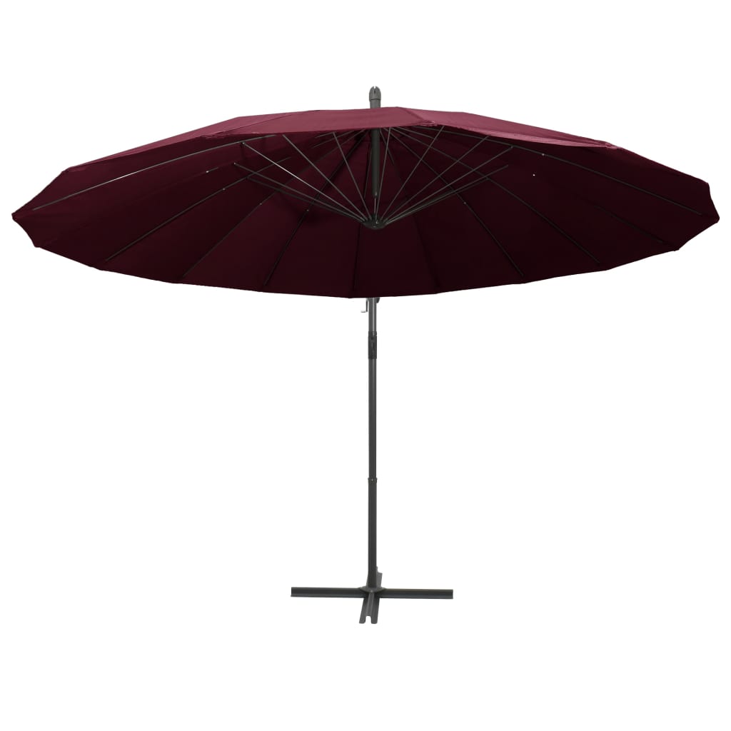 vidaXL Wiszący parasol ogrodowy, burgund, 3 m, słupek aluminiowy