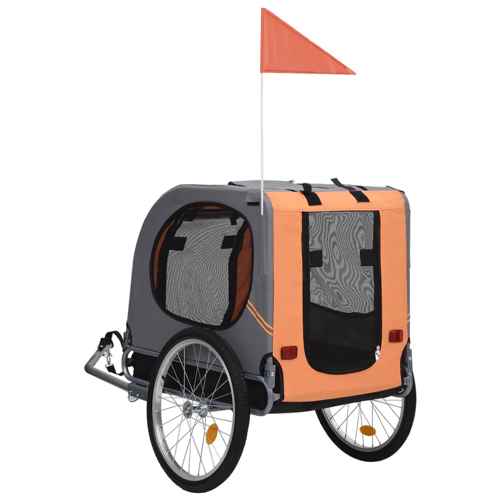 vidaXL Przyczepka rowerowa dla zwierząt, pomarańczowo-szara