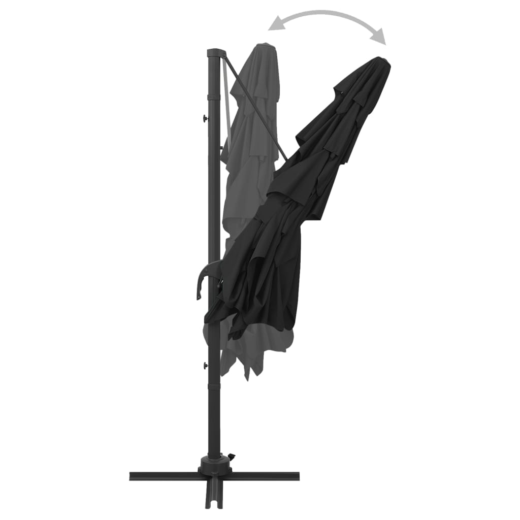 vidaXL 4-poziomowy parasol na aluminiowym słupku, czarny, 250x250 cm