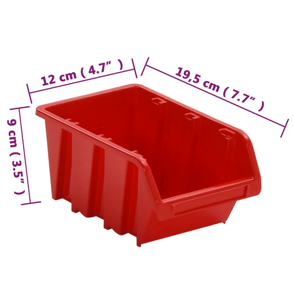 vidaXL 35-cz. zestaw kuwet warsztatowych, czerwono-czarny, 77x39 cm