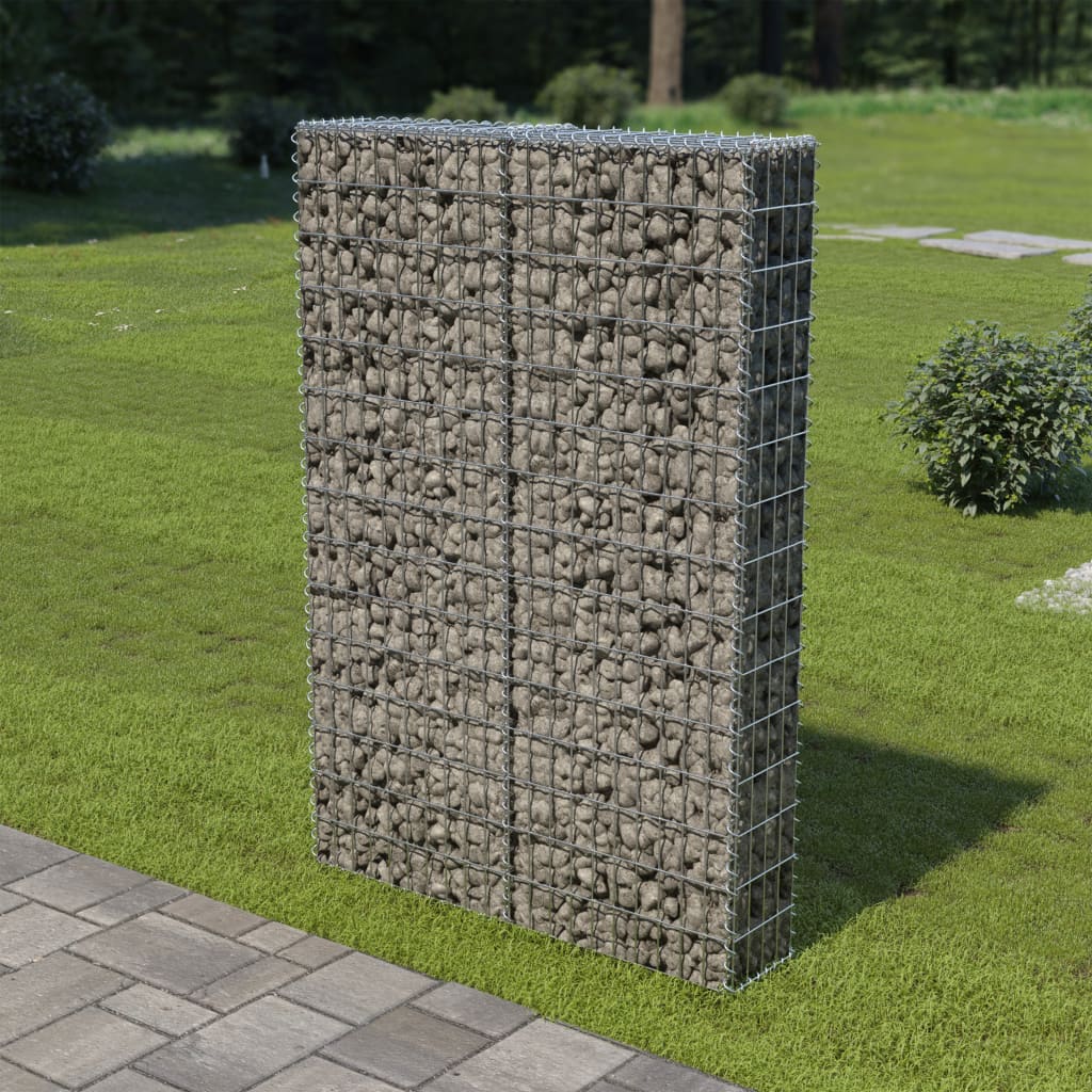 vidaXL Ściana gabionowa z pokrywami, galwanizowana stal, 100x20x150 cm